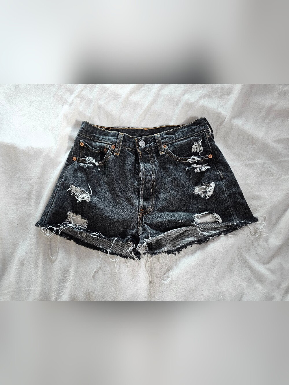 ALTERED: Levi Dark Wash 501 Womens Shorts